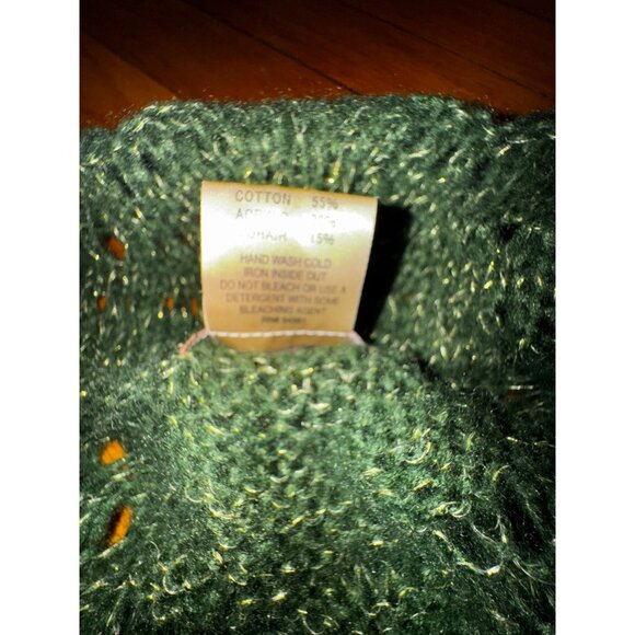Dark Green Large Sparkly Knit Wrap Cardigan Sweater With Belt Boho Hippie Glam‎ - Picture 10 of 10